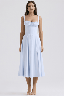 Vestido Leveza Floral com Corset e Fenda | Shop Lumieér