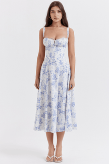 Vestido Leveza Floral com Corset e Fenda | Shop Lumieér