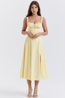 Vestido Leveza Floral com Corset e Fenda | Shop Lumieér