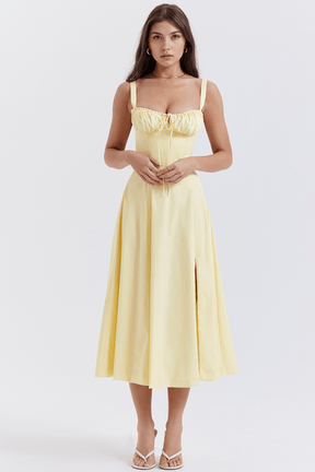 Vestido Leveza Floral com Corset e Fenda | Shop Lumieér