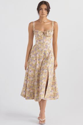 Vestido Leveza Floral com Corset e Fenda | Shop Lumieér