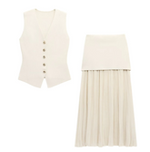 Conjunto Tricot - Conjunto de colete e saia em tricot