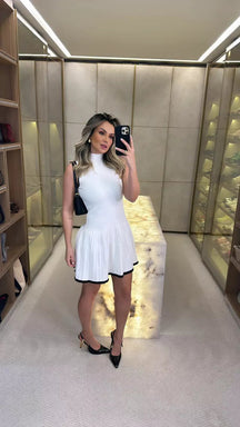 Vestido colegial  Curto com Saia Drapeada  – Lumieer
