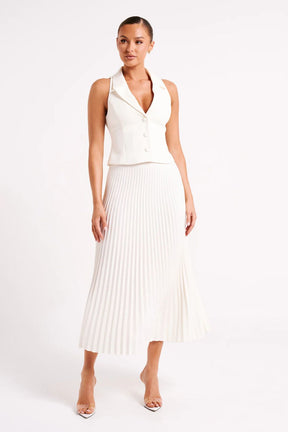 Conjunto Verona Longo - Conjunto de colete com saia midi plissada