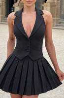 Conjunto Itália - Conjunto de Colete e Saia - Preto