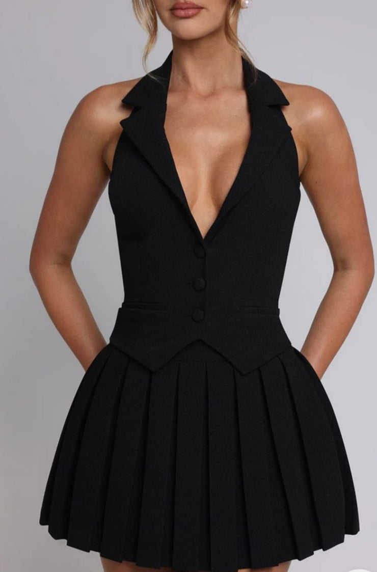 Conjunto Itália - Conjunto de Colete e Saia - Preto