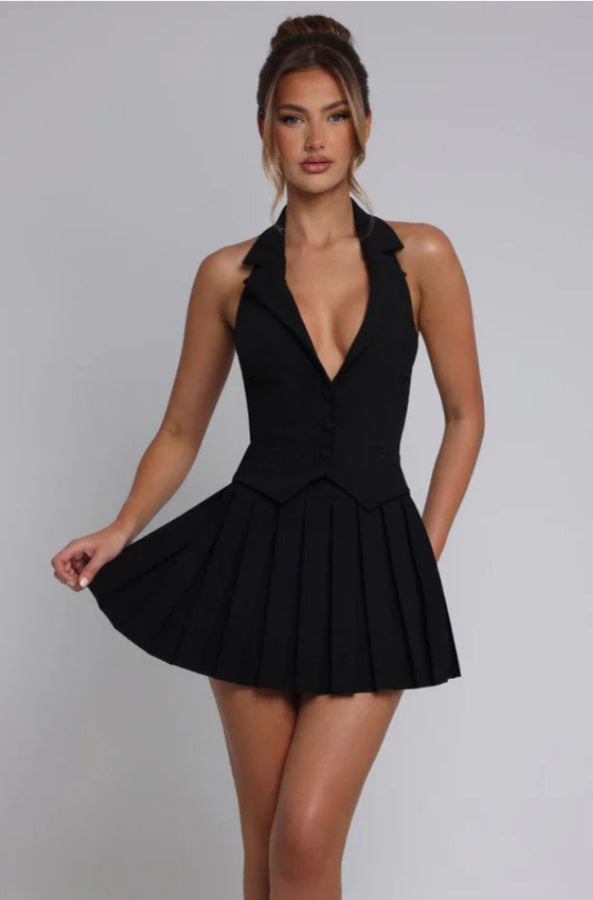 Conjunto Itália - Conjunto de Colete e Saia - Preto