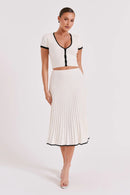 Conjunto Roma  - Top com botões e Saia Midi em tricot