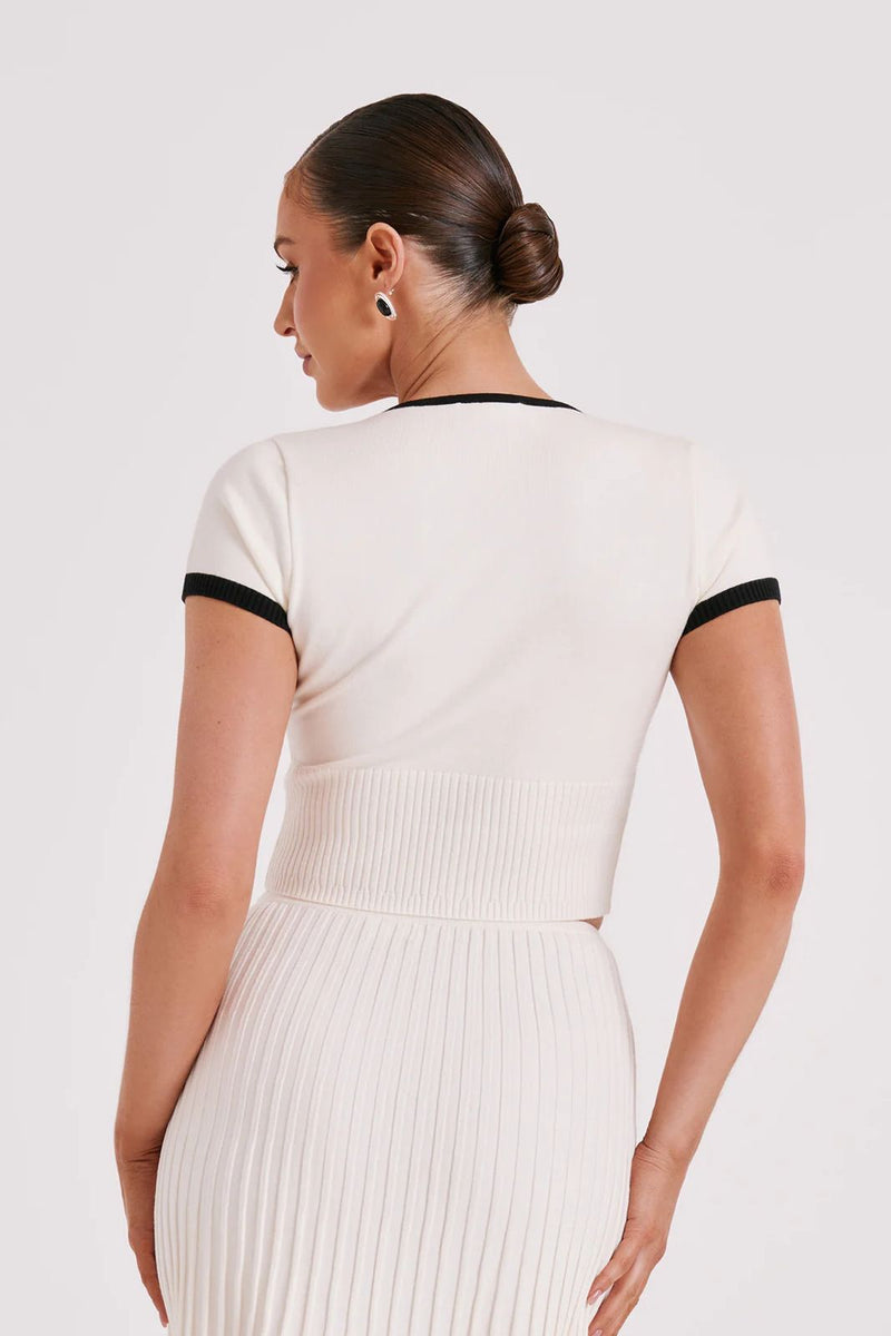 Conjunto Roma  - Top com botões e Saia Midi em tricot