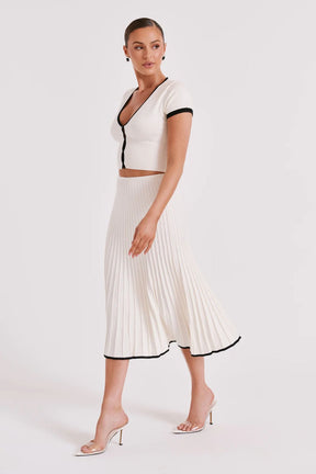 Conjunto Roma  - Top com botões e Saia Midi em tricot