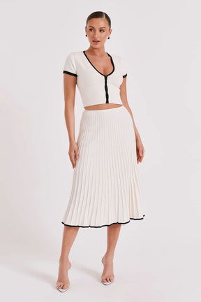 Conjunto Roma  - Top com botões e Saia Midi em tricot