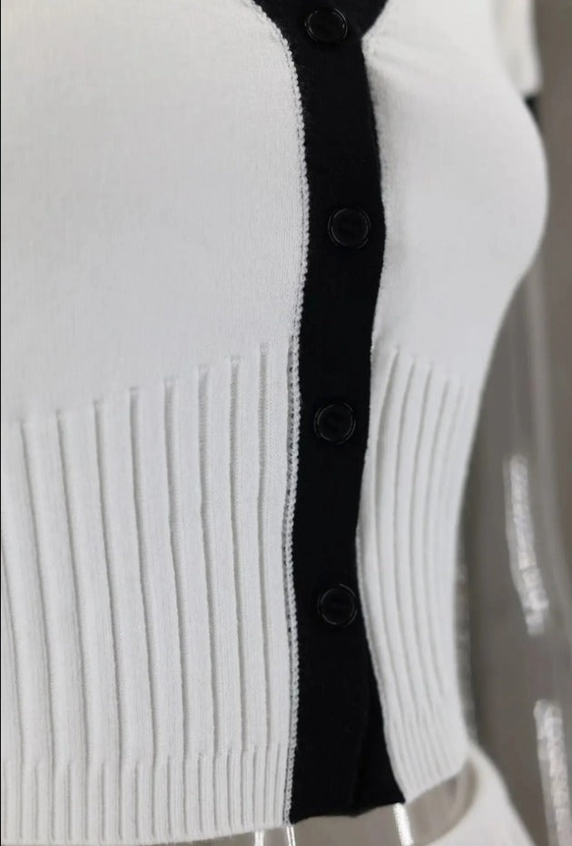 Conjunto Roma  - Top com botões e Saia Midi em tricot