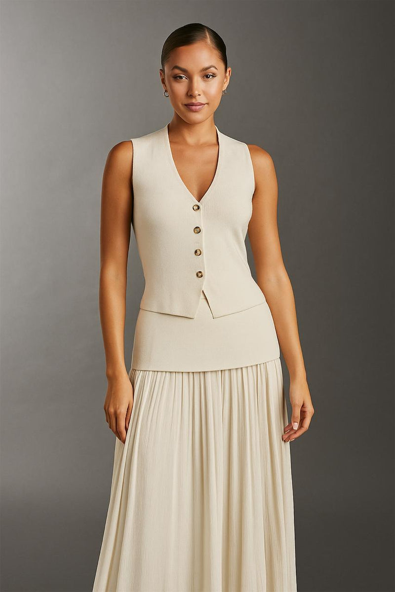 Conjunto Tricot - Conjunto de colete e saia em tricot