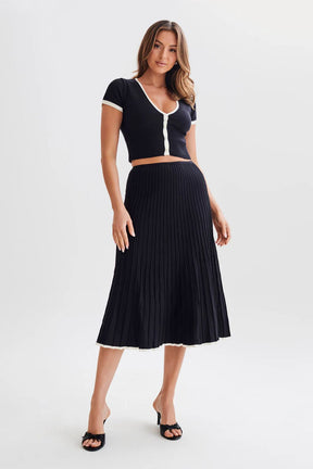 Conjunto Roma  - Top com botões e Saia Midi em tricot