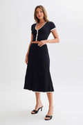 Conjunto Roma  - Top com botões e Saia Midi em tricot