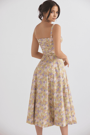 Vestido Leveza Floral com Corset e Fenda | Shop Lumieér