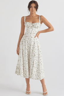 Vestido Leveza Floral com Corset e Fenda | Shop Lumieér