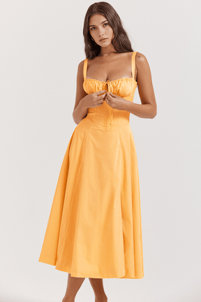 Vestido Leveza Floral com Corset e Fenda | Shop Lumieér