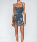 Vestido Eclipse com Brilho Prata e Fenda Sexy | Loja Lumieér