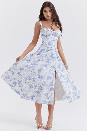 Vestido Leveza Floral com Corset e Fenda | Shop Lumieér