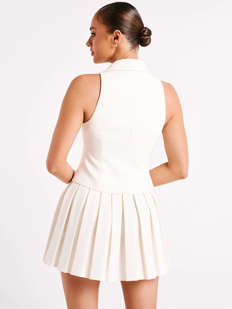 Conjunto Verona - Conjunto de colete e saia bege